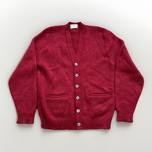 Vintage Arrow Cardigan Sweater Mens XL Red Wool Camel Hair 60s Cum‎ Laude